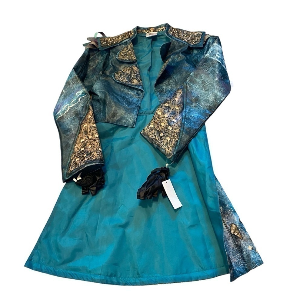 Disney Uma Faux Leather Jacket & Gloves New 7/8 Green Costume Descendants